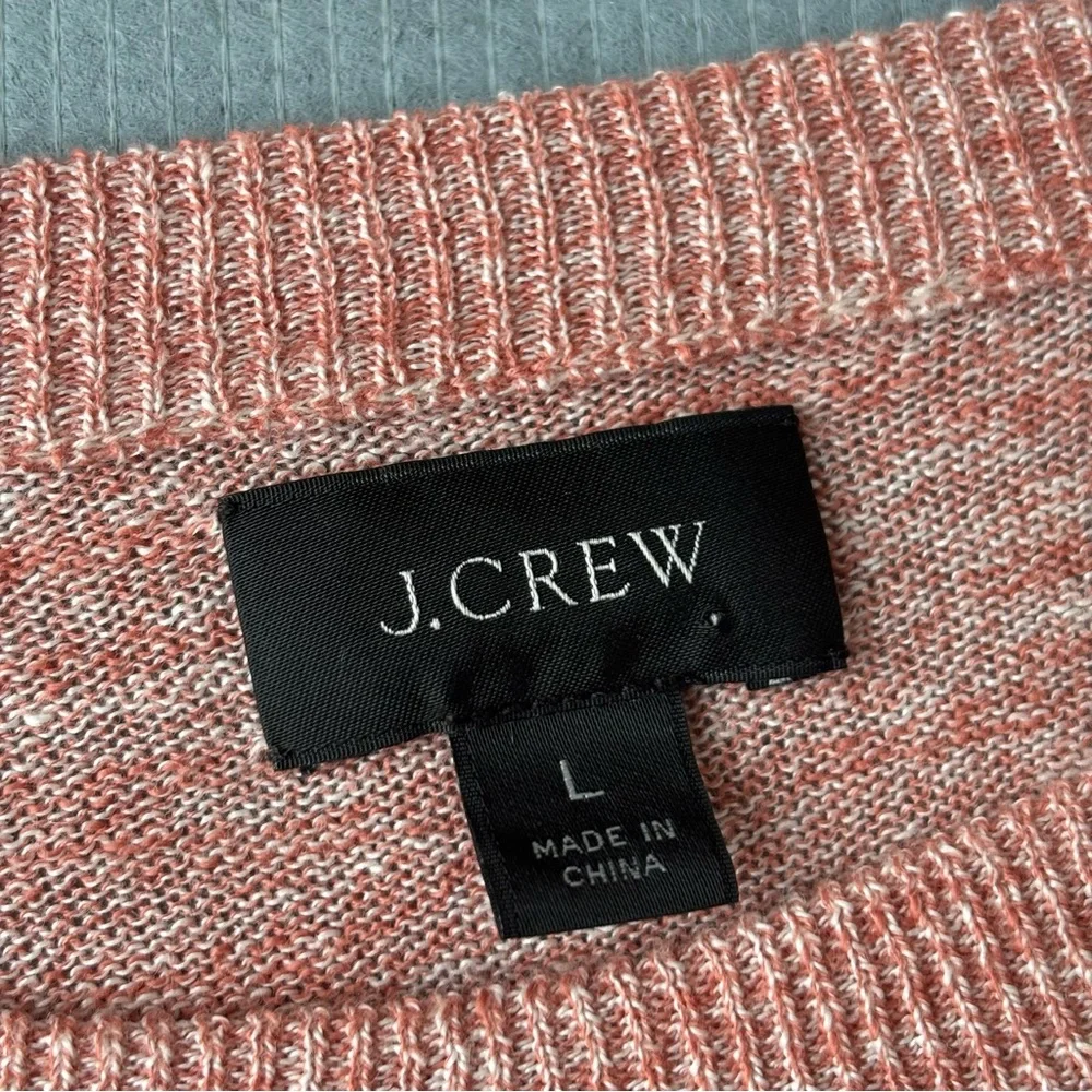 J.Crew Heathered Salmon Linen Cotton Crewneck Raglan Sweater Mens L Preppy